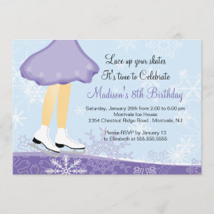 Patinage sur glace en violet Invitation à la fête 
