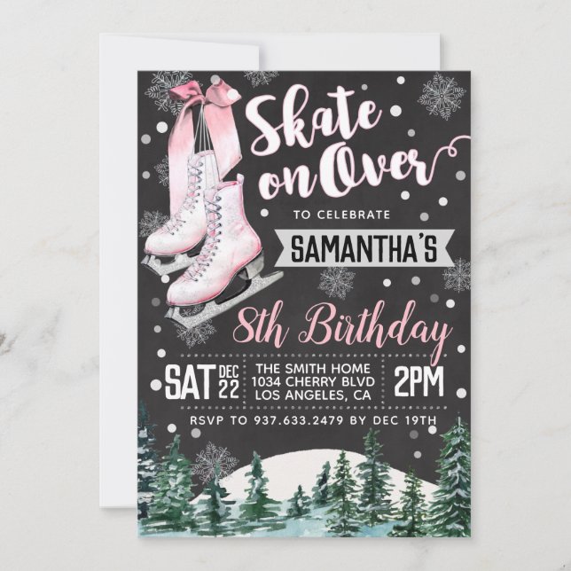 Patinage sur glace Invitation Anniversaire (Devant)