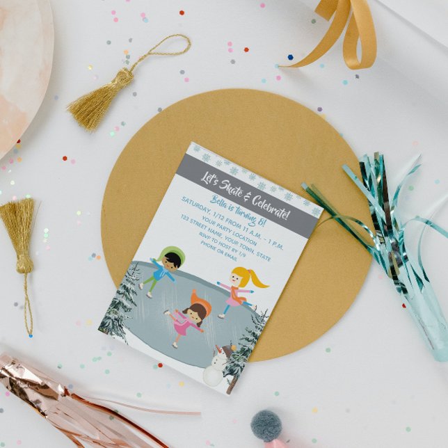 Patinage sur glace Invitation Anniversaire (Créateur téléchargé)