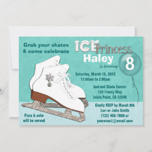 Patinage sur glace Invitation Anniversaire AQUA Ic