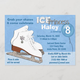 Patinage sur glace Invitation Anniversaire BLUE Ic