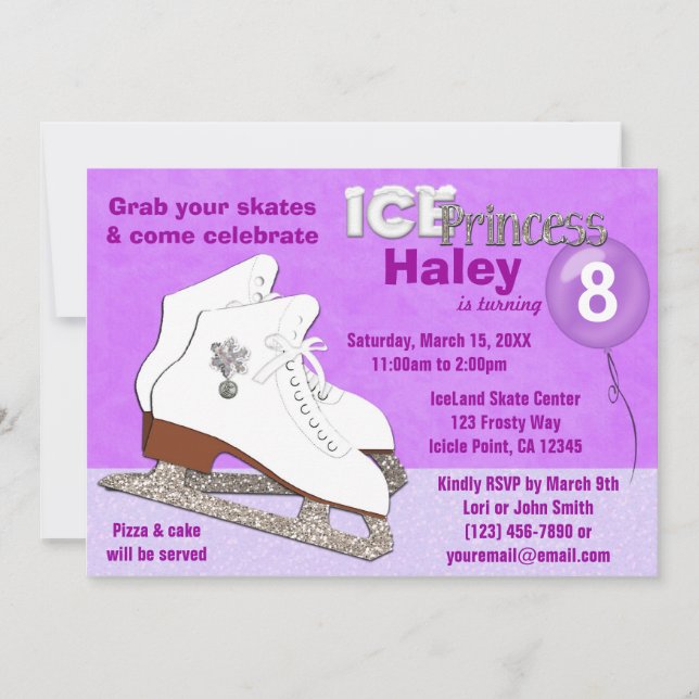 Patinage sur glace Invitation Anniversaire PURPLE  (Devant)