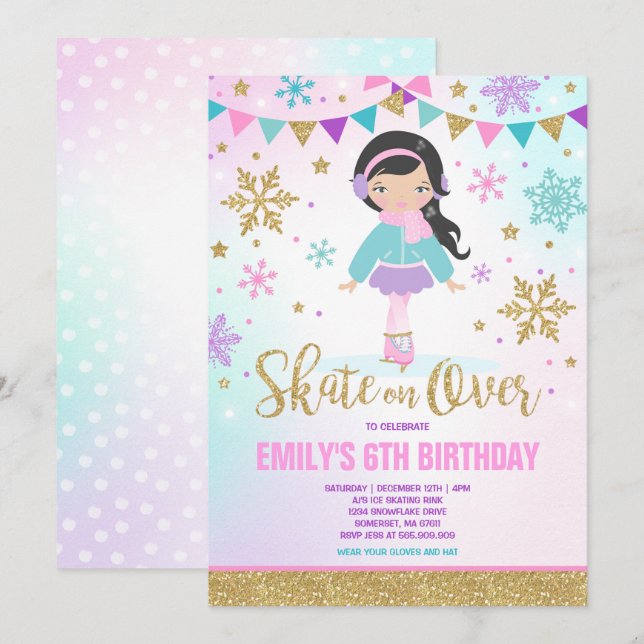 Patinage sur glace Invitation Patinage sur glace G (Devant / Derrière)