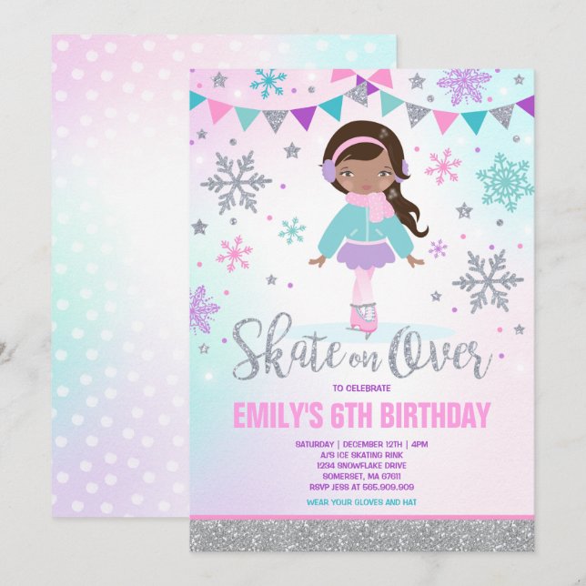 Patinage sur glace Invitation Patinage sur glace S (Devant / Derrière)