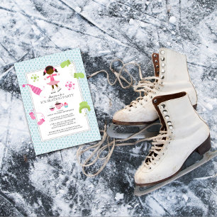 Patinage sur glace Invitations de fête d'anniversa