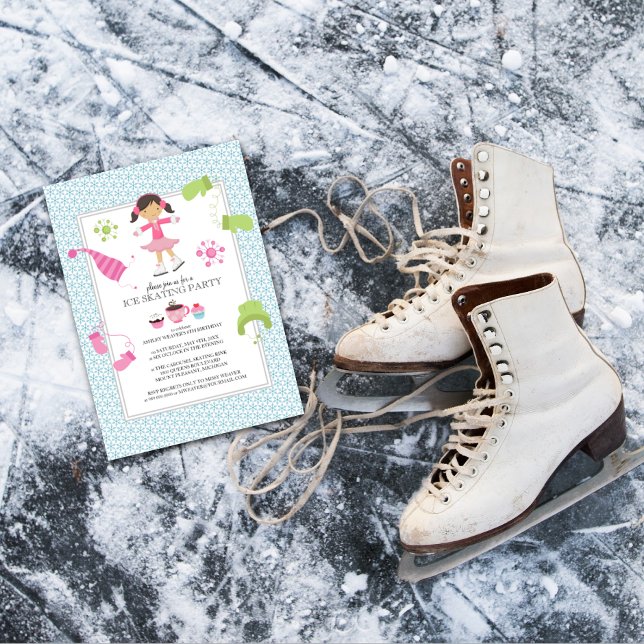 Patinage sur glace Invitations de fête d'anniversa (Créateur téléchargé)