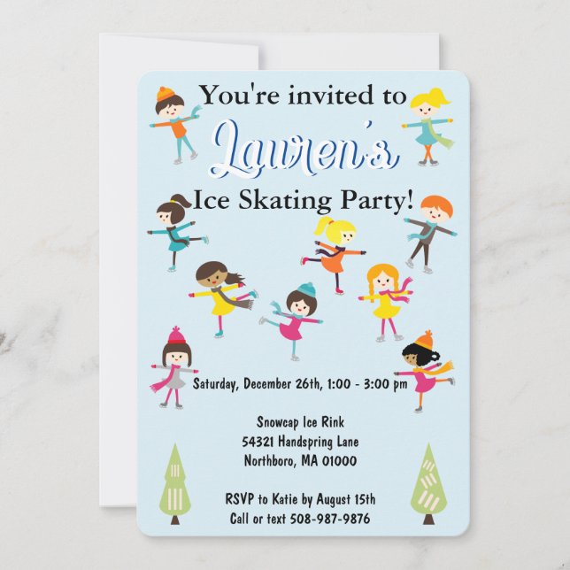Patinage sur glace magique Invitation de fête d'an (Devant)
