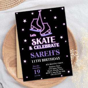 Patinage sur glace noir Invitations d'anniversaire