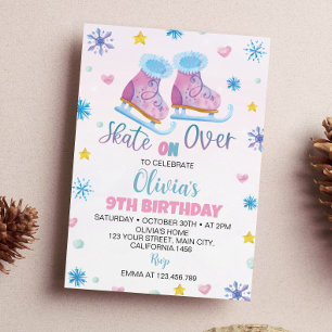 Patinage sur glace Pink Girl Invitation Anniversai