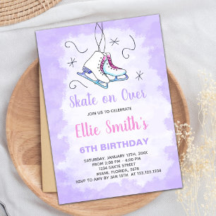 Patinage sur glace violet Invitations d'anniversai