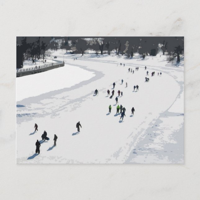 Patinage sur le canal Rideau - Carte postale (Devant)