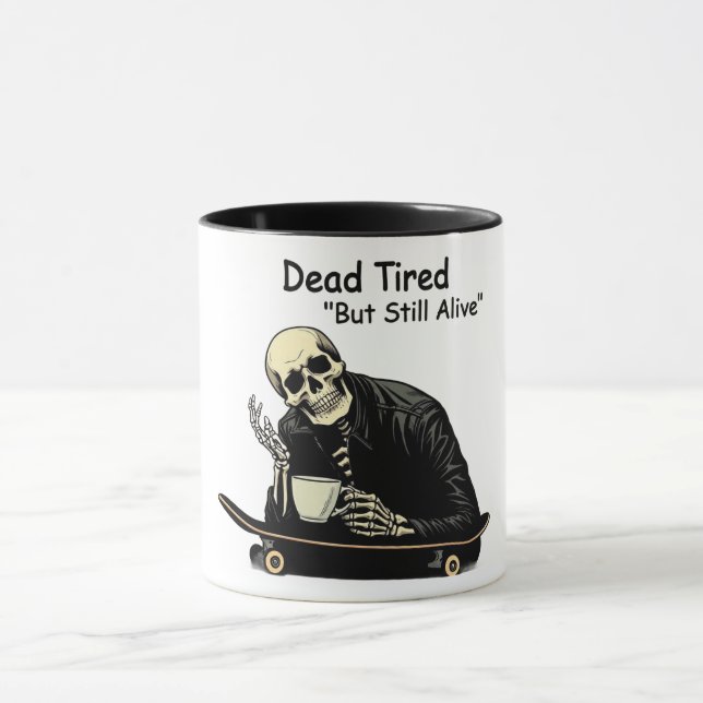 Patineur fatigué mort Skeleton Coffee Mug (Centre)