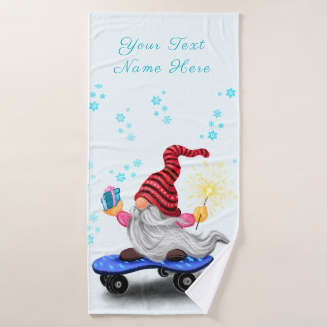 Patineur Gnome avec cadeaux Serviettes de bain Vot (Serviette de bain)