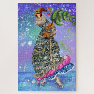 Patineuse avec peinture de puzzle d'arbre de Noël
