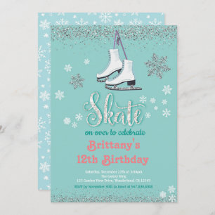 Patineuse de glace Invitation de fête d'anniversai