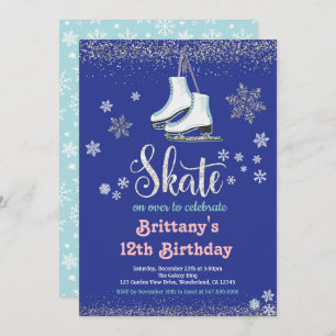 Patineuse de glace Invitation de fête d'anniversai