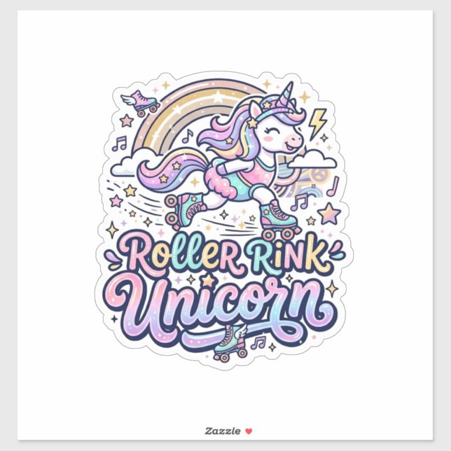 Patinoire Licorne Autocollant Vectoriel Premium (Feuille)