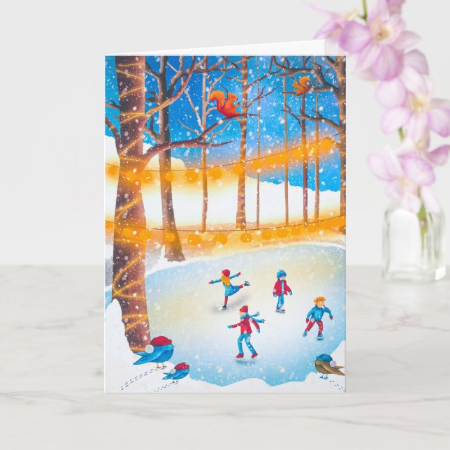 Patins de Noël à glace simple artwork carte de vac (Orchidée)