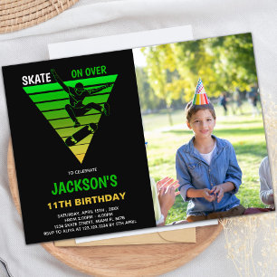 Patins Jaune Vert Patinage Anniversaire Invitation