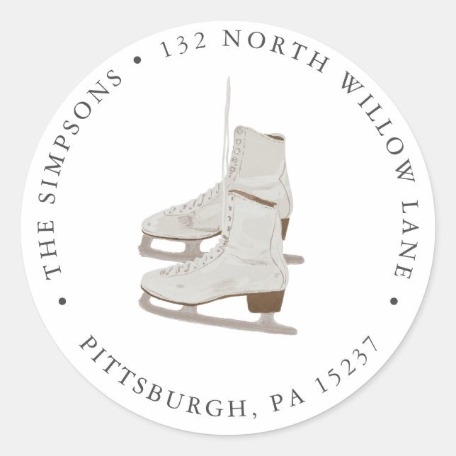 Patins sur glace Adresse de retour Sticker rond cl (Devant)