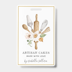 Pâtisserie Baker Chef Aquarelle Badge d'affaires