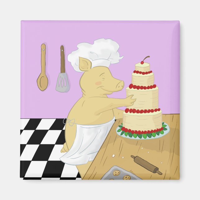 Pâtisserie de porc cuisinière Réfrigérateur Aimant (Devant)