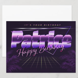 Patrice Nom Prénom lila retro Carte Anniversaire