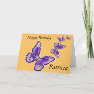 Patricia, carte de papillon de joyeux anniversaire