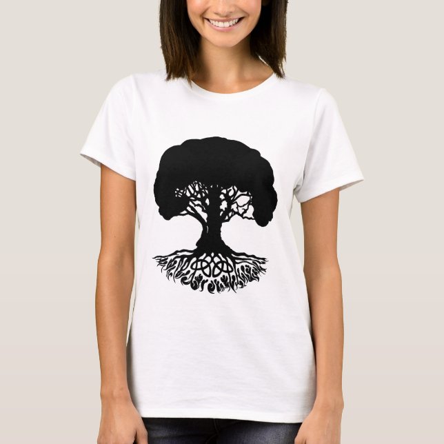 Patrick'sCelticIrishTreeofLife-Black T-Shirt (Devant)