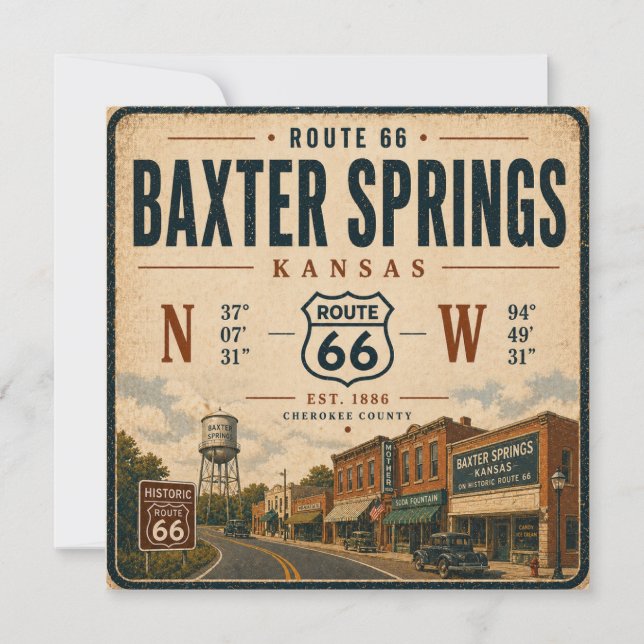 Patrimoine de l'autoroute Baxter Springs Vintage (Devant)