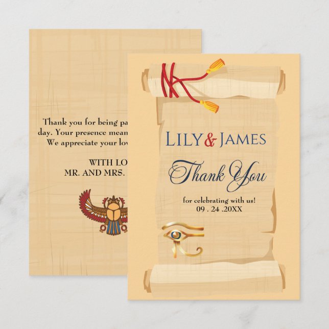 Patrimoine pharaonique faire-part de mariage sur p (Devant / Derrière)