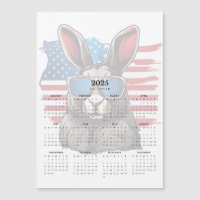 Patriot Rabbit Rouge Blanc Bleu 2025 Magnet Calend