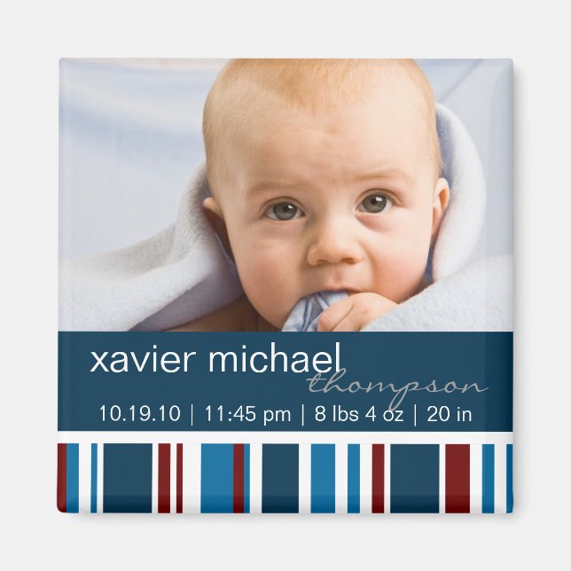 Patriot Stripes Baby Boy Photo Magnet (Devant)