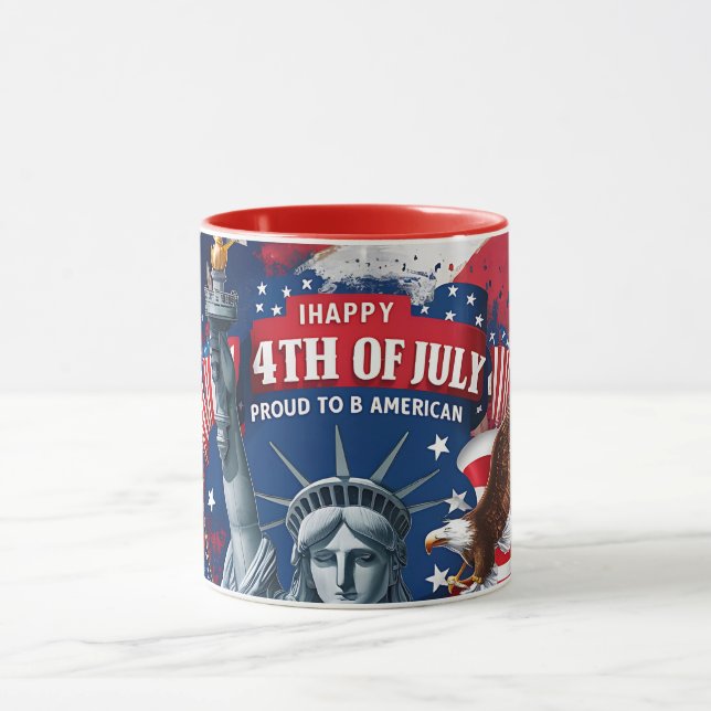 Patriotic 4th of July Mug USA Independence Day (Centre)