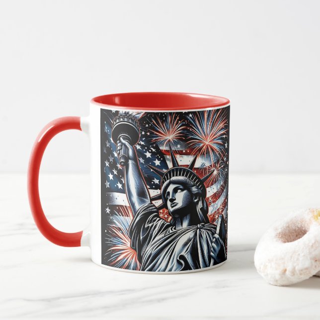 Patriotic 4th of July Mug USA Independence Day (Avec donut)