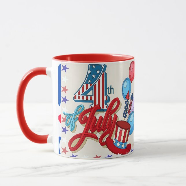 Patriotic 4th of July Mug USA Independence Day (Gauche)