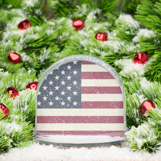Patriotic American flag snow globe with your photo (Noël)