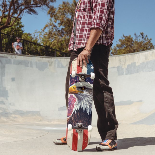 Patriotic Bald Eagle American Flag Skateboard Deck (Extérieur 2)
