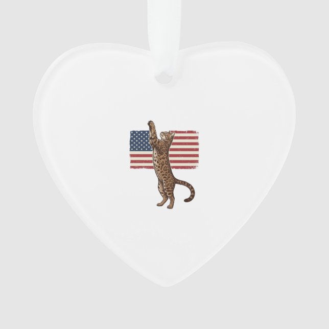Patriotic Cat American Flag Vintage Vector Design_ (devant)
