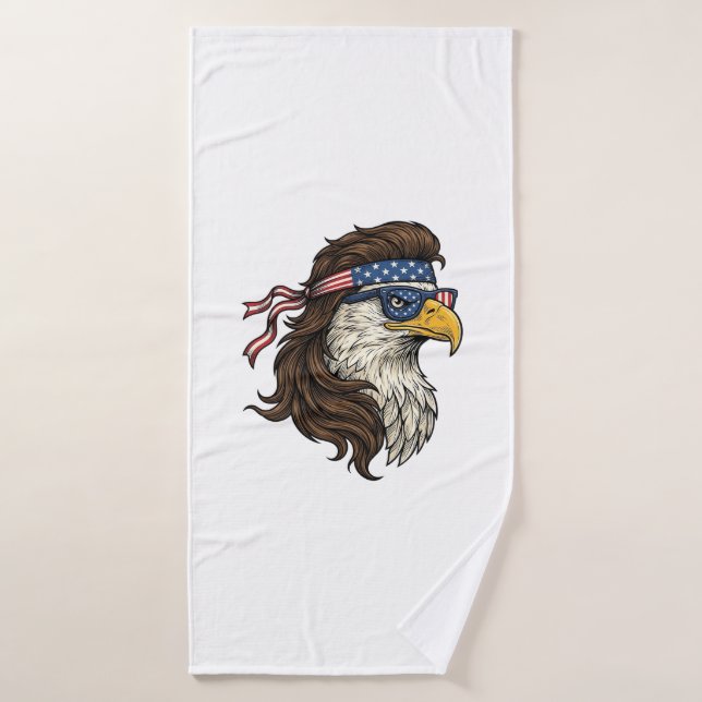 Patriotic Eagle Mullet Vintage Engraving Vector De (Serviette de bain)