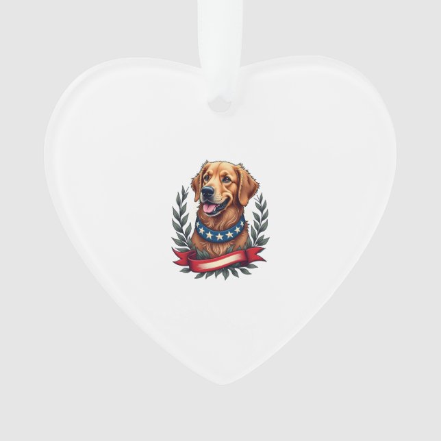 Patriotic Golden Retriever Americana Art Tee 2 (devant)