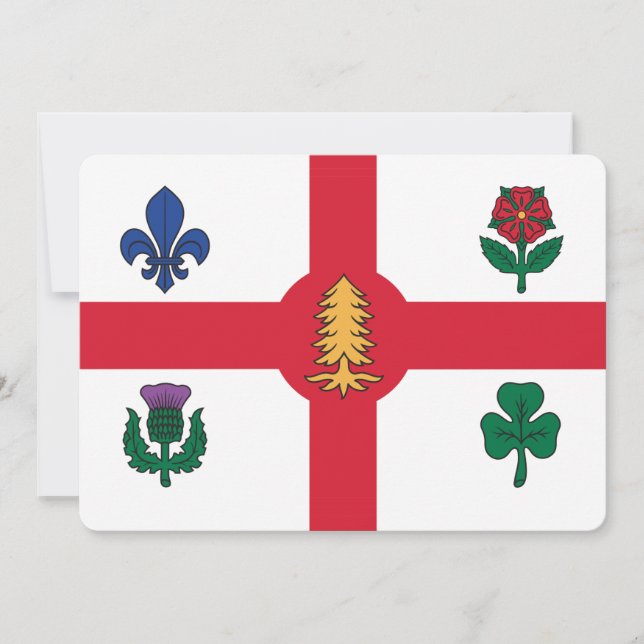 Patriotic  invitations with Flag of Montreal (Devant)