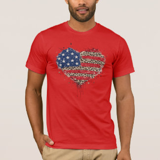 Patriotic Leopard Print Heart T-Shirt - American F