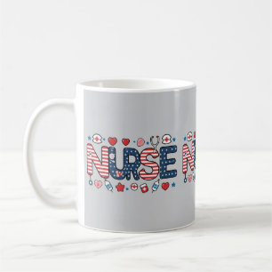 Patriotic Nurse Mug – USA Flag Medical Design