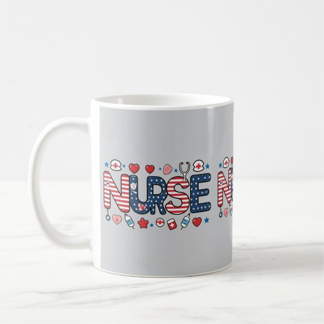 Patriotic Nurse Mug – USA Flag Medical Design (Gauche)