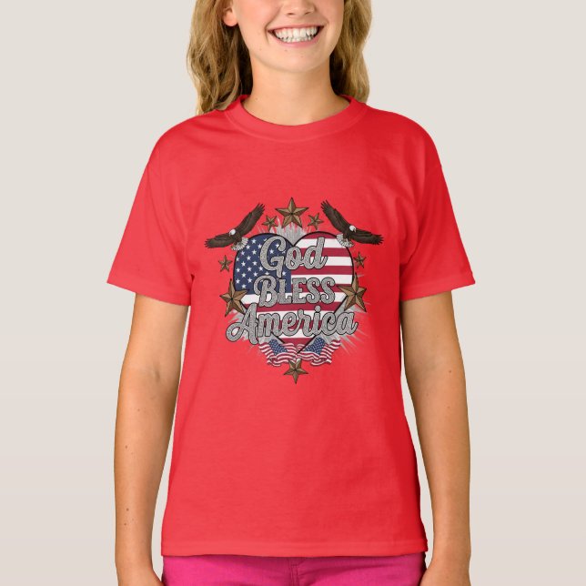 Patriotic Pride – God Bless America T-shirt design (Devant)