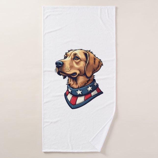 Patriotic Retriever Mascot Vintage Dog Tee 4 (Serviette de bain)