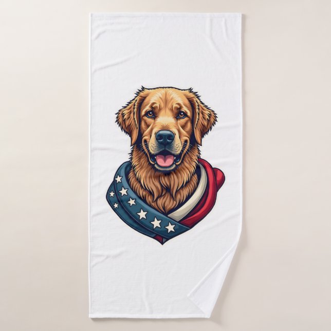 Patriotic Retriever Pride Vintage Dog Shirt 4 (Serviette de bain)