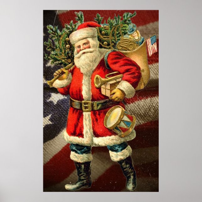 Patriotic Santa / Vintage Art Poster (Devant)