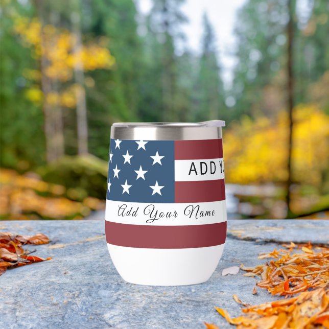 Patriotic US Flag Custom Text Name  (Extérieur)